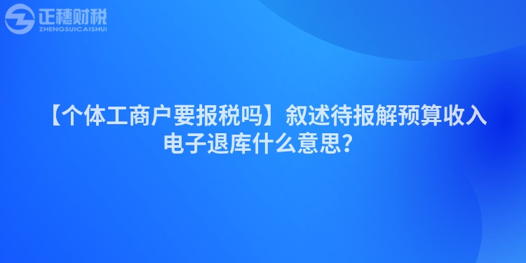 【个体工商户要报税吗】叙述待报解预算收入电子退库什么意思？